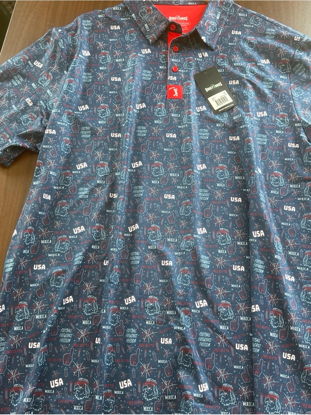 Men's Navy Patriotic Print Polo Shirt